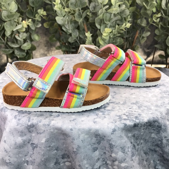 Girls (Toddler) 6M Multi-Stripe Corkbed Play Sandals☀️Clean Like New Condition☀️ - Picture 5 of 7